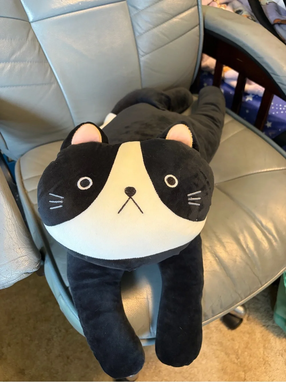 Large Tuxedo Cat Plush Pillow